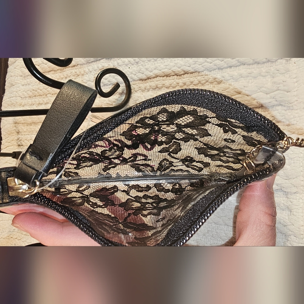 Victoria's Secret Black Lace Wristlet with Pink Logo - Picture 8 of 8